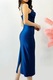 Rochie de seara Tanvea, cu insertii din cristale si falduri, Albastru Royal, Marime S/M