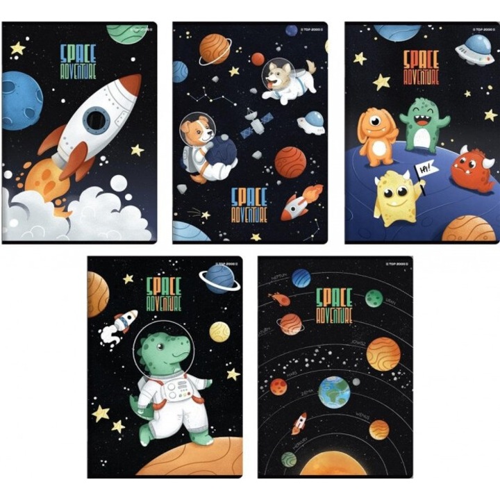 TOP 2000 Space Adventure, 32 lapos kockás, 214x156 mm, A5-ös füzet, 10 db/szett