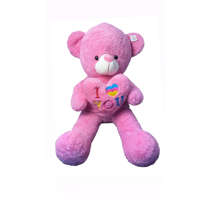 Ursulet de plus cu inimioara, roz, 120cm