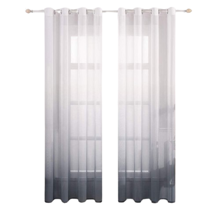 2 db gyűrűs függöny készlet, MIULEE, 140 x 220 cm, színátmenetes modell, szürke/fehér