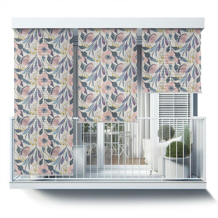 Rulou Exterior. Coloray. Model de flori si frunze. Roz. 40x180 cm. de protectie. decorativ. 010680480010100010887