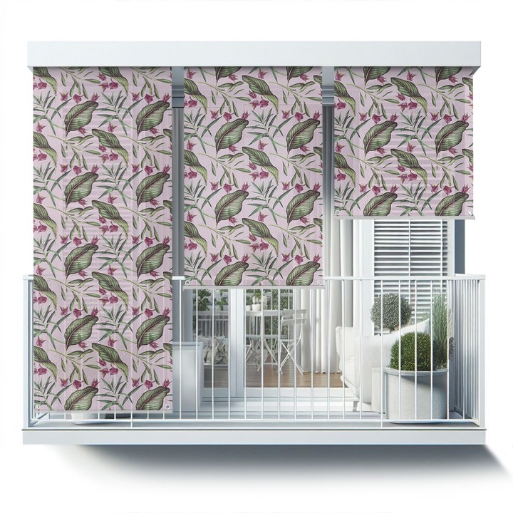 Rulou Exterior. Coloray. Frunze si flori violete. Roz. 40x180 cm. de protectie. decorativ. 010680480010100010856