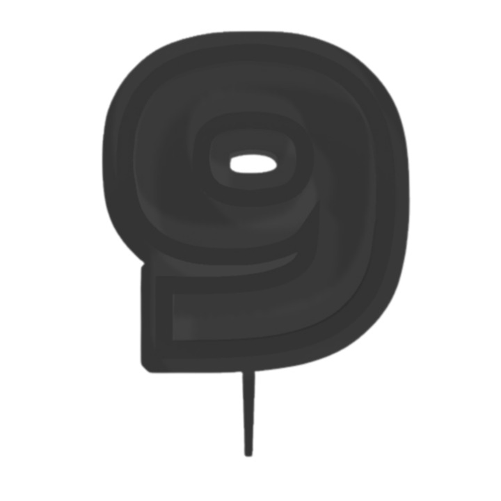 Свещник за торта, "9", рожден ден, 100 X 73 mm черен