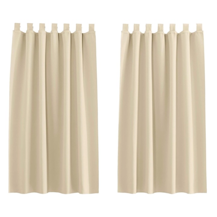 Set de 2 perdele Pony Dance, cu prindere bride, opace, 140 x 140 cm, Bej