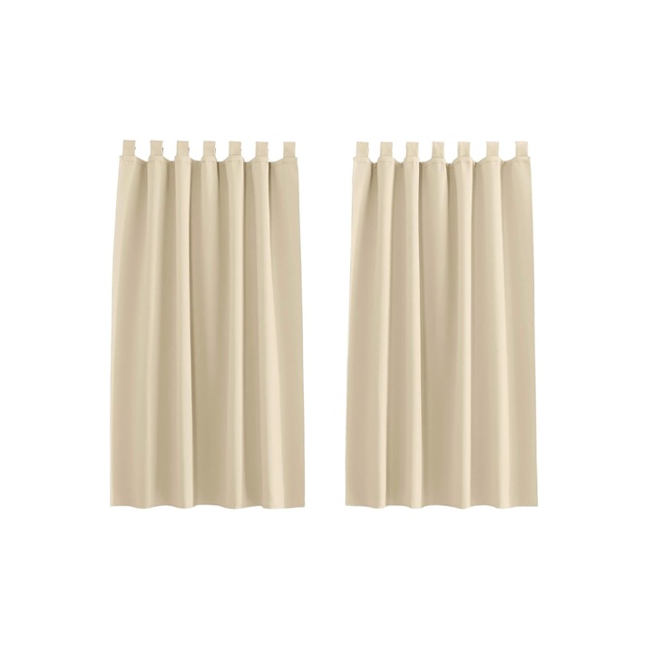 Комплект от 2 пердета Pony Dance, с връзки, непрозрачни, 140 x 140 см, Бежов