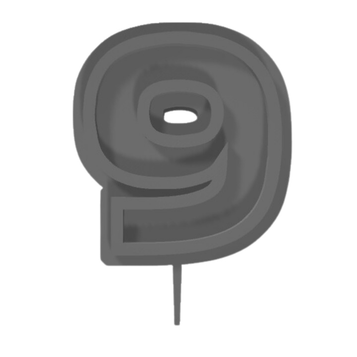 Gyertyatartó tortafedő, "9", születésnap, 100 X 73 mm ezüst