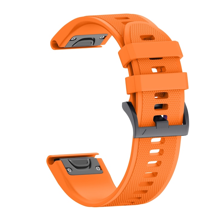 Curea Bratara Quick Release pentru smartwatch Garmin Fenix 6X/6x pro, solar-5x/5x Puls, Fenix 3, 3 HR, 3 sapphire, D2 Bravo, Quaitx3, Tactix Bravo, Descent Mk1, 22 mm, Portocaliu cu surubelnita inclusa, PHN Mag