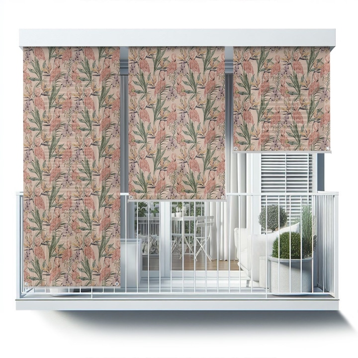 Rulou Exterior. Coloray. Flori de flamingo lasa model fara sudura. Roz. 40x180 cm. de protectie. decorativ. 010680480010100012502