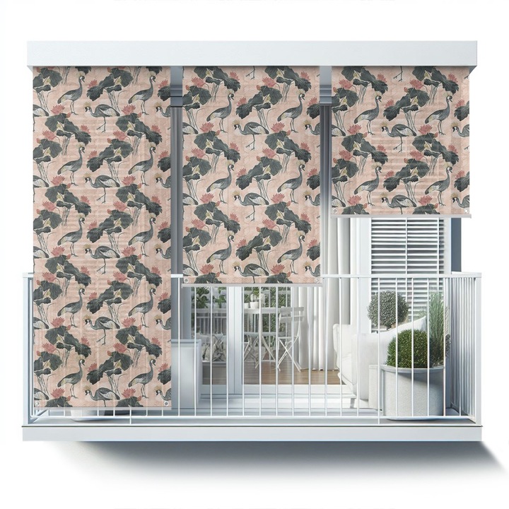 Rulou Exterior, Coloray, Macarale si flori de lotus, Roz, 40x180 cm, de protectie, decorativ, 010680480010100012700
