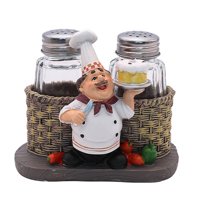 Suport solnite, AMRINUGL, design elegant, material rasina, set cu solnite pentru sare si piper