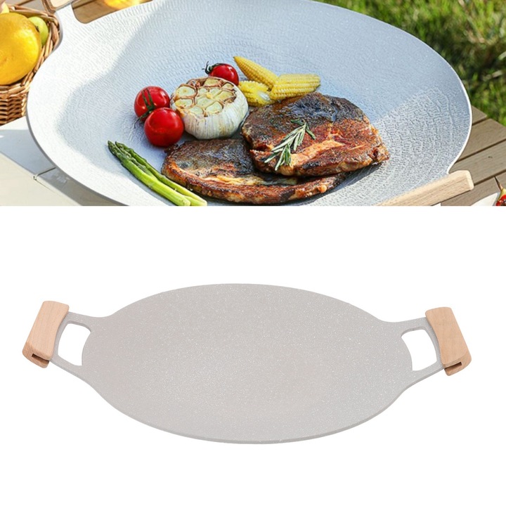 Tigai grill nonaderent Jormftte, aluminiu, 30cm, cu manere din fag, pentru utilizare interioara si exterioara