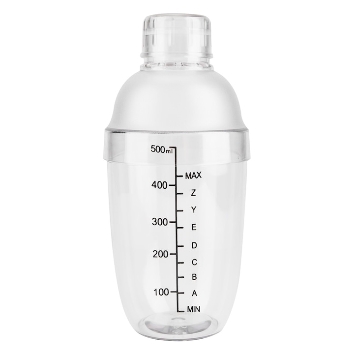 Átlátszó koktél shaker, 500 ml, 19,5x5,8 cm, 1 db-os készlet.