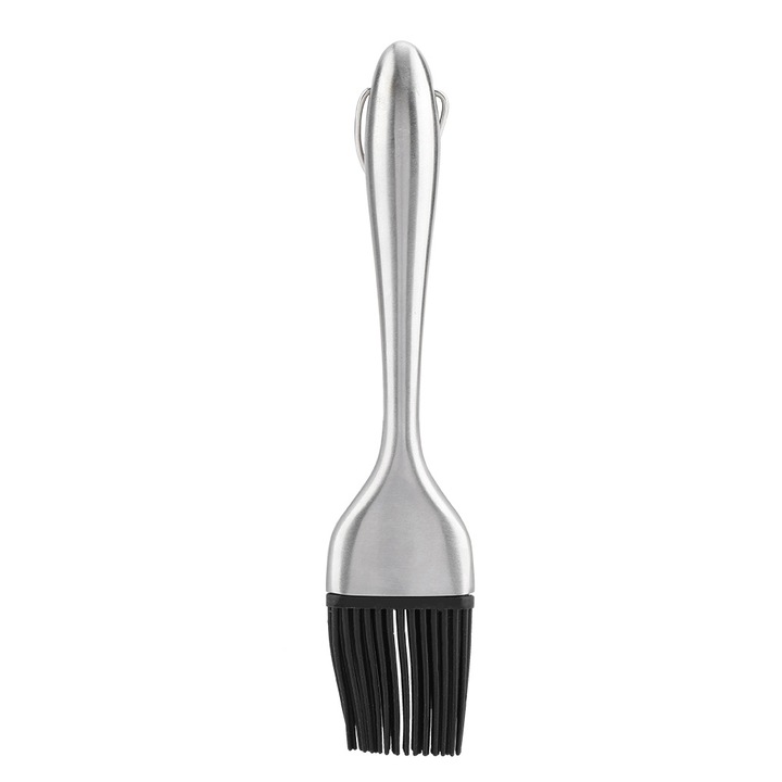 Pensula pentru ulei BBQ, QttvbTna, inox, argintiu, 21.4x4x1.5cm