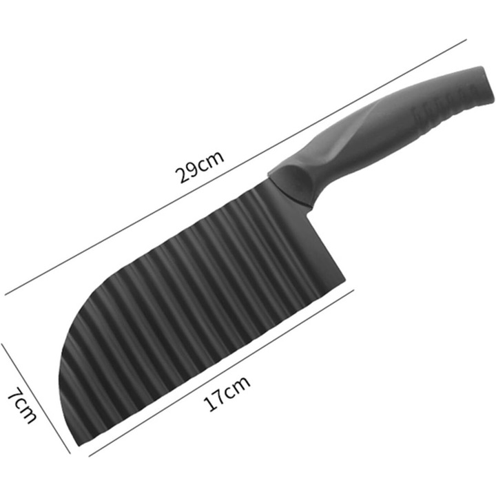 Cutit cu design ondulat pentru legume, Inox, 17 cm, Negru