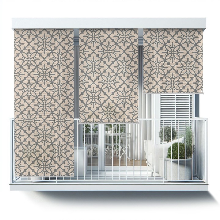Rulou Exterior. Coloray. Model geometric cu flori. Bej. 50x180 cm. de protectie. decorativ. 010680480020100276745