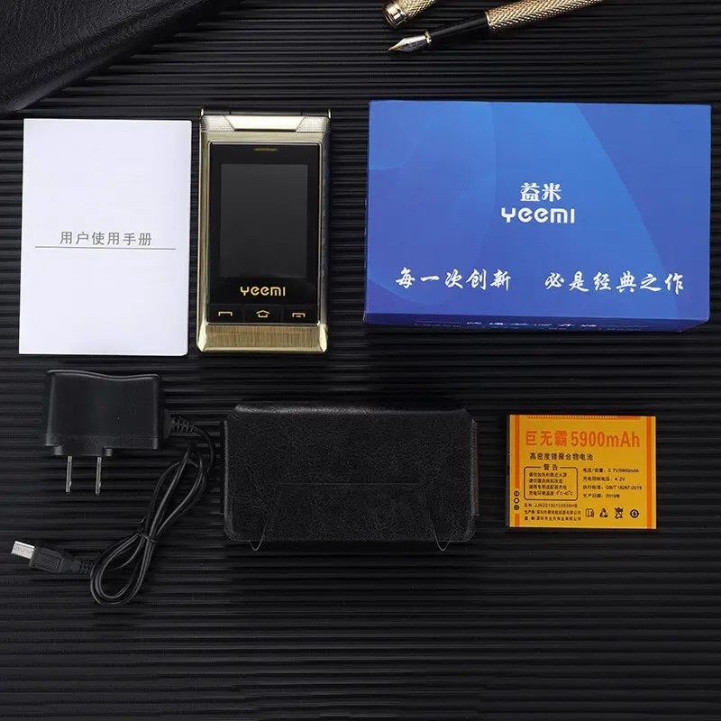 Telefon Mobil pentru Varstnici AIEK G10-C, Dual SIM, Baterie 5900mAh, Lanterna, FM, Ecran Tactil 3.0", Auriu