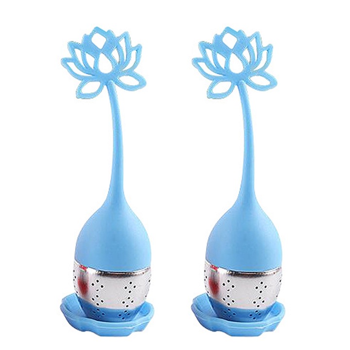 Set 2 infuzoare pentru ceai QttvbTna, silicon si inox, multicolor, 15x5cm