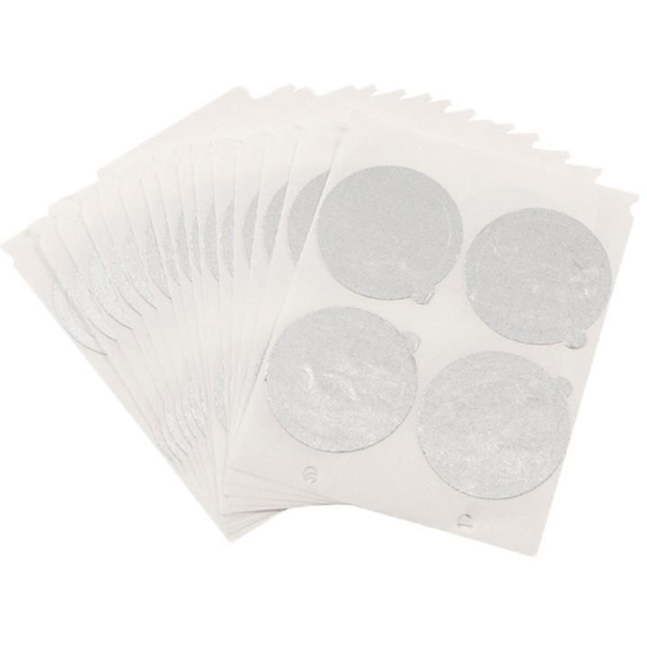 Set 100 folii pentru capsule de cafea, AMRINUGL, aluminiu, reutilizabile, 37 mm, argintiu