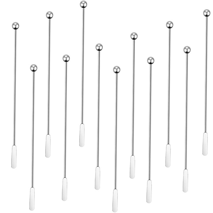 Set 12 agitatoare cocktail, inox, 19cm, argintiu