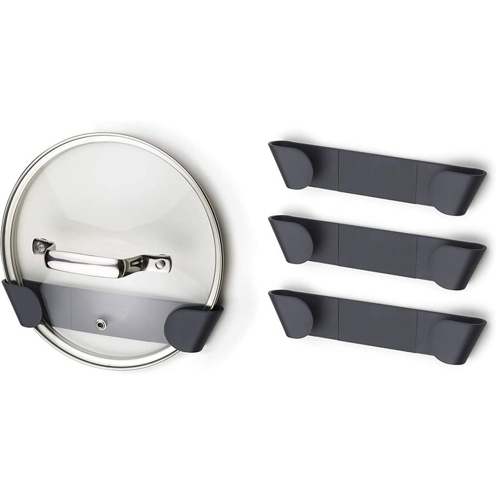 4 db fedéltartó készlet, QttvbTna, öntapadós, fekete, 18,8x2,1x3,5 cm