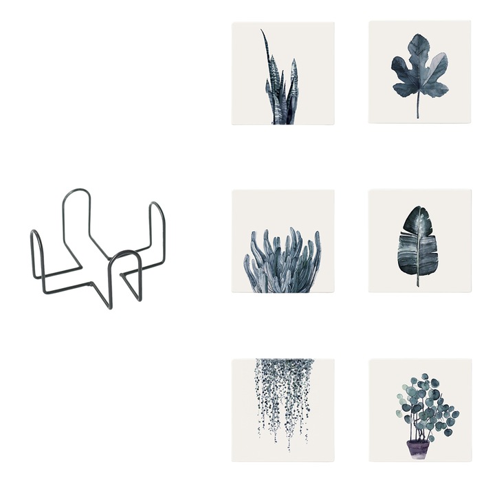 6 darabos kerámia kő alátét, kerek, parafa talppal, asztali védő alátét csészék és poharak számára.