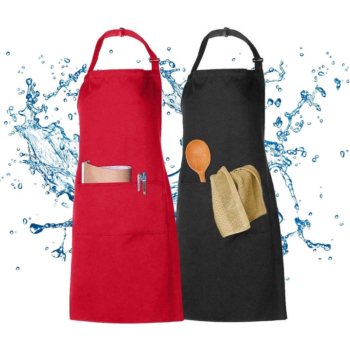 Set de 2 sorturi, Enforose, impermeabile, 2 buzunare, negru si rosu, 75x65cm