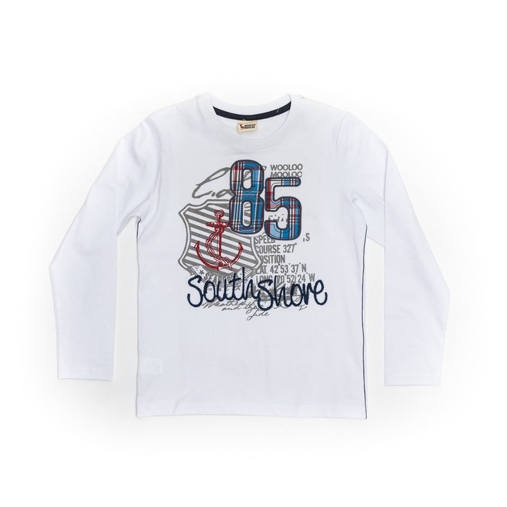 Bluza cu maneca lunga, baieti, 16740, Alb, 116 cm