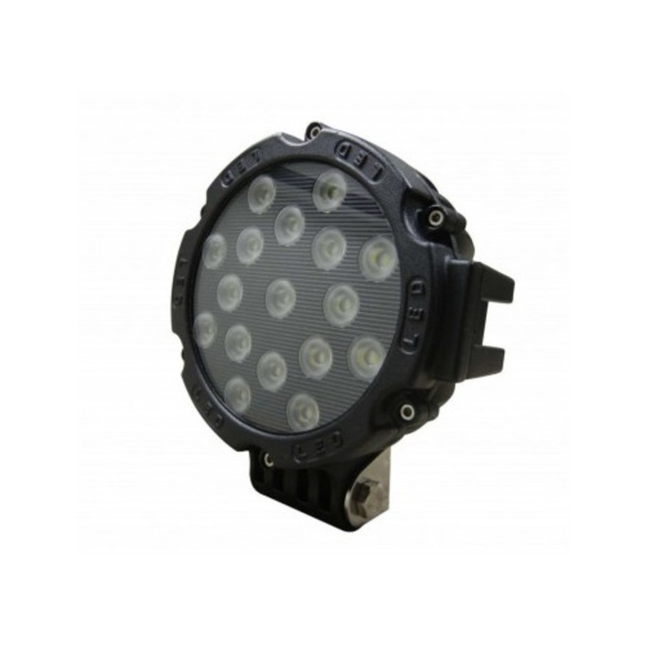 Proiector LED Auto Offroad Xenon Bright 51W, 3740 lumeni, Negru, Flood Beam 60 grade, 202x175x86mm