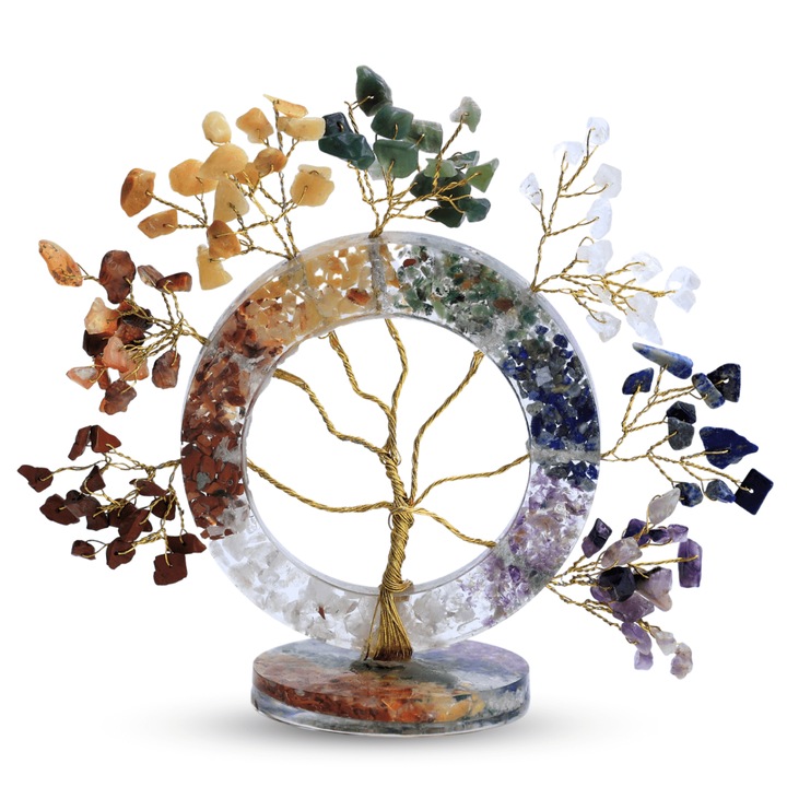 Органично дърво със 7 вида естествени камъни - хармония и енергия