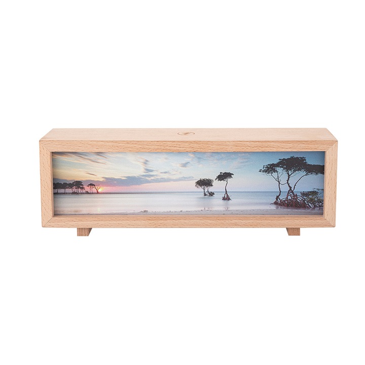 Декоративна лампа, Нощна светлина, Сензорно управление, Орнамент за спалня или хол, Функция за промяна на интензитета, Бързо безжично зареждане Huawei, Samsung, Apple, Lg, Xiaomi и други серии, Уникален дизайн от дърво и цветно платно