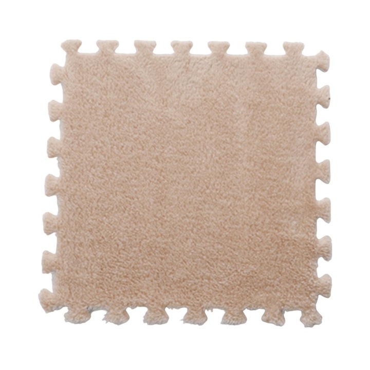 Комплект от 10 пъзел килими, Flippy, EVA пяна, пухкав, 30 x 30 x 1 cm, кремав