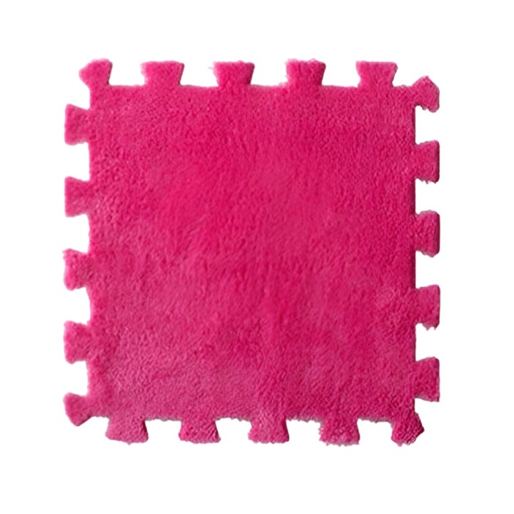 Комплект от 10 пъзел килими, Flippy, EVA пяна, пухкави, 30 x 30 x 1 cm, розови