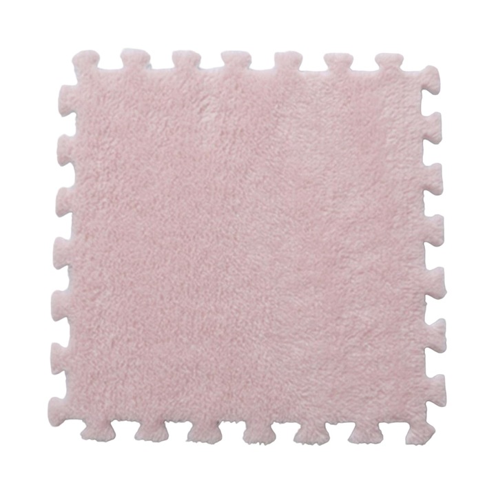 Комплект от 10 килимчета пъзел, Flippy, EVA пяна, пухкави, 30 x 30 x 1 cm, прахообразно розово