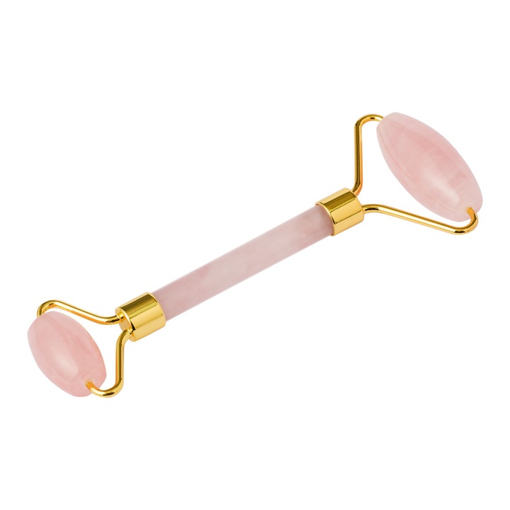 Rola de masaj facial din piatra de jad roz