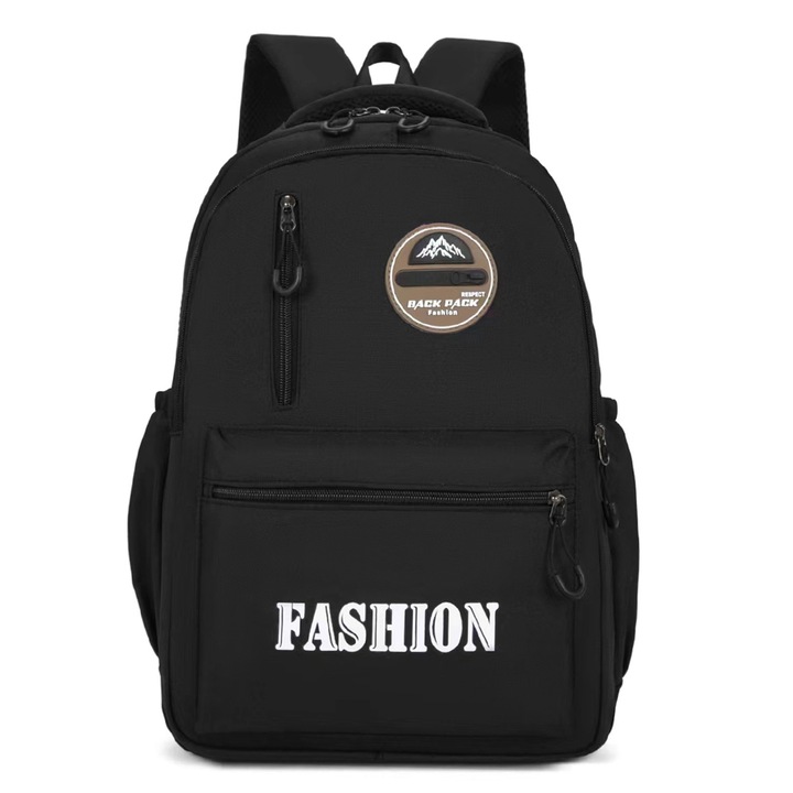 Ghiozdan/rucsac pentru scoala sau calatorii, ZY-806, negru, 46 x 31 x 18 cm