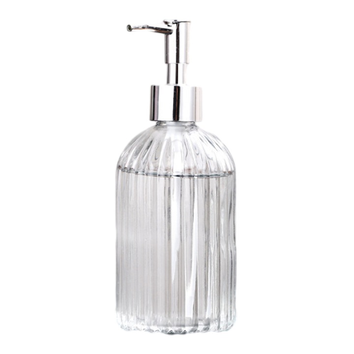 Üveg szappanadagoló, 400ml, 19x7,5cm, átlátszó