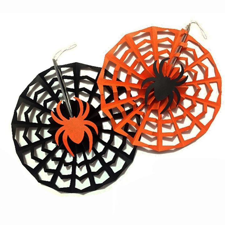 Set 2 Ghirlande Decorative Halloween, Huitrax, Hartie, 30cm, Negru/Portocaliu