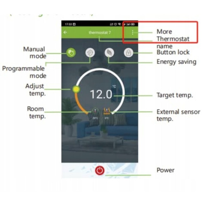Интелигентен термостат Energicwave ETER 5.0, програмируем, Wi-Fi контрол, LED, черен, 5-35°C