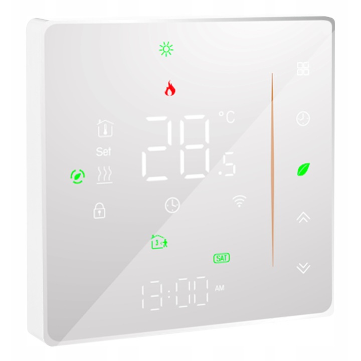 Termostat inteligent energicwave ETER 5.0, programabil, control WiFi, LED, alb, 5-35°C, TUYA, AMAZON, GOOGLE