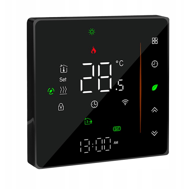Termostat inteligent energicwave ETER 5.0, programabil, control Wi-Fi, LED, negru, 5-35°C, TUYA, AMAZON, GOOGLE