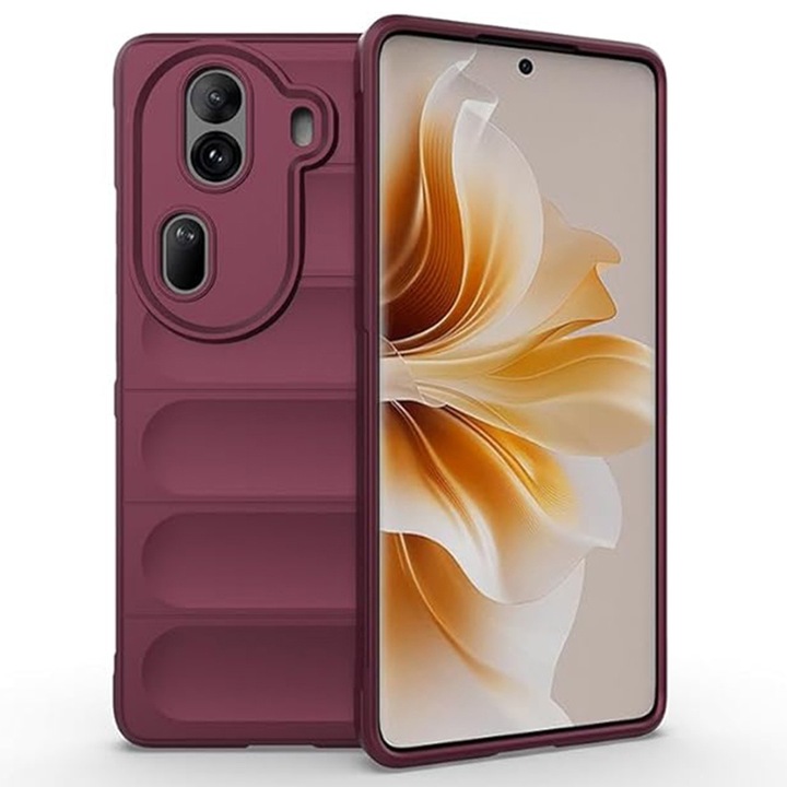 Oppo Reno 11 Pro DaDen® Magic Shield tok, ütésálló, mikroszálas belső, TPU, bordó