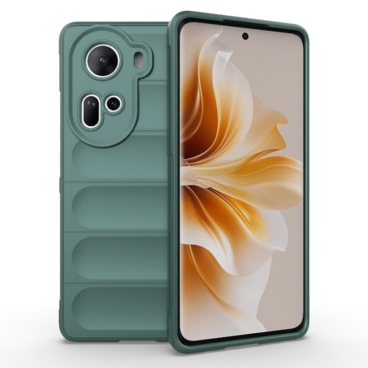 Oppo Reno 11 DaDen® Magic Shield burkolat, ütésálló, mikroszálas belső, TPU, zöld