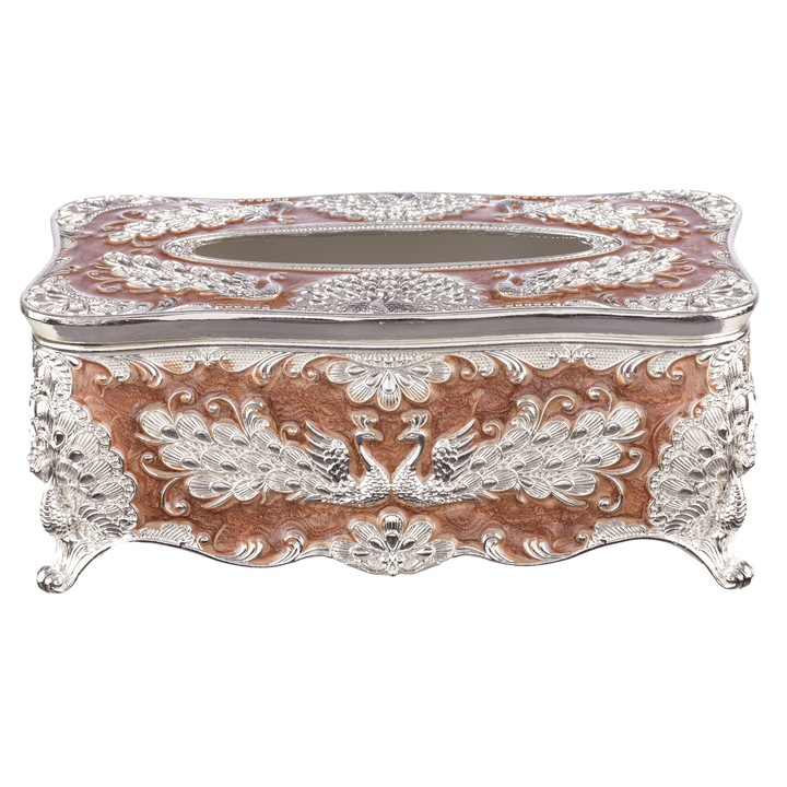 Suport servetele de culoare maro si argintiu