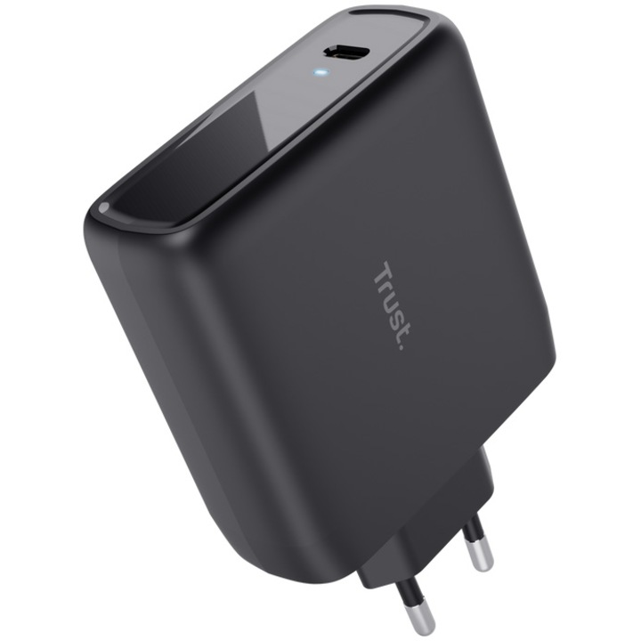 Trust MAXO PD 100 W hálózati adapter, 1XUSB-C, 2 m USB-C kábel mellékelve, fekete