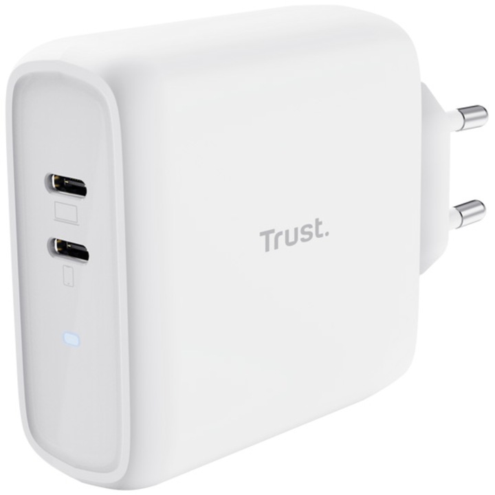 Trust MAXO PD 65W hálózati töltő, 2XUSB-C, fehér