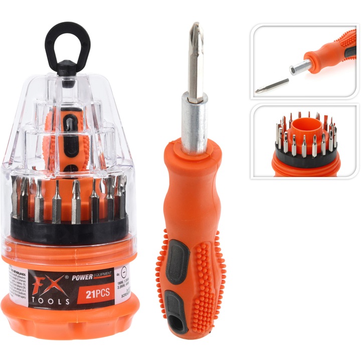 Fx Tools CY5900230 bit csavarhúzó 21 db készlet, szénacél anyag