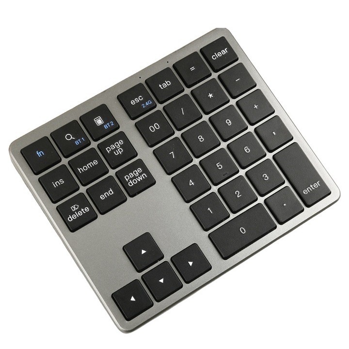 Tastatura, conectivitate 2.4G/Bluetooth, 35 taste, numeric, silentios, compatibil cu mai multe sisteme, rezistent la apa, compact si portabil