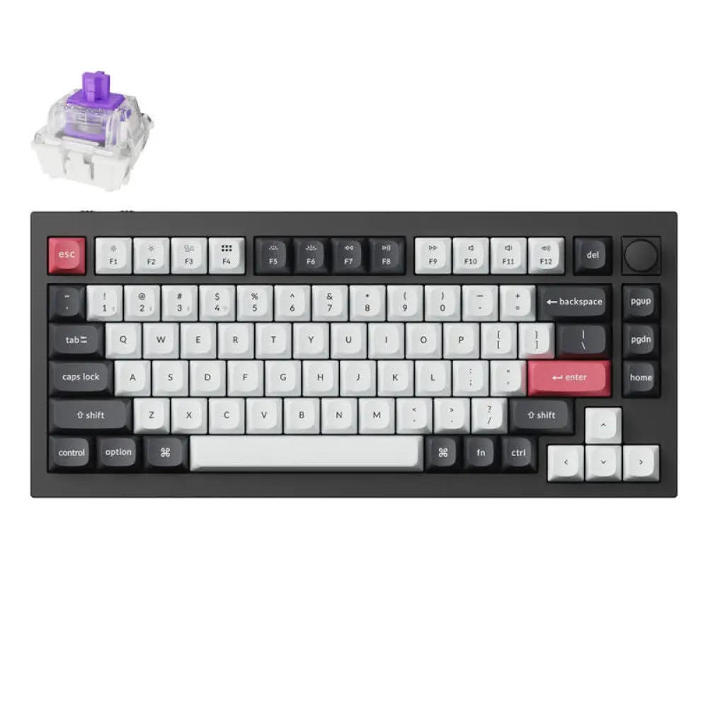 Tastatura mecanica Keychron Q1 HE QMK 75% Carbon Black - Wireless