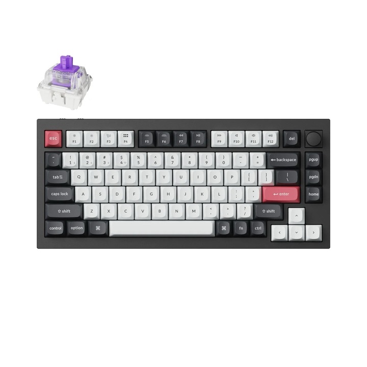 Клавиатура Keychron Q1 HE QMK, Безжична механично-магнитна, Hot-Swappable, 2.4GHz, Bluetooth 5.1, USB-C, Gateron Double-Rail Magnetic Nebula Switch, черен