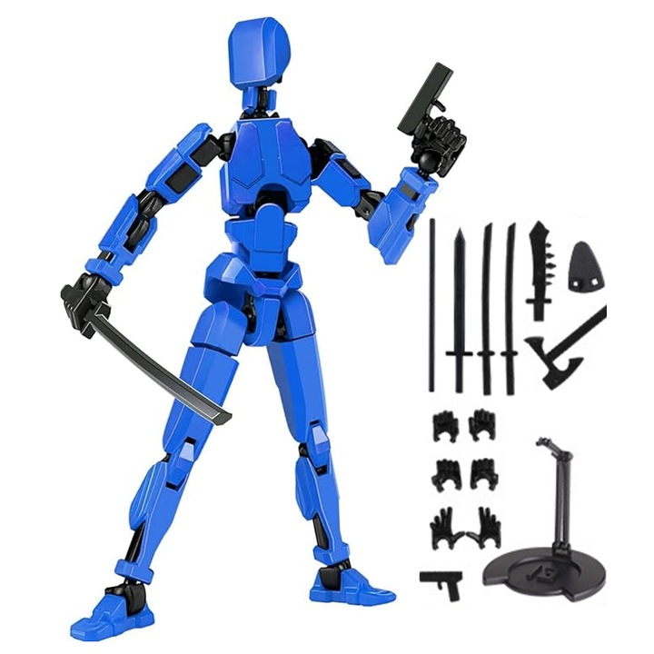 Figurina de actiune asamblata 3D, Robot figurina, model de figura asamblata DIY, figura mobila cu mai multe articulatii, Asamblati-l singur si potriviti-l dupa bunul plac, decorare creativa pentru birou de birou